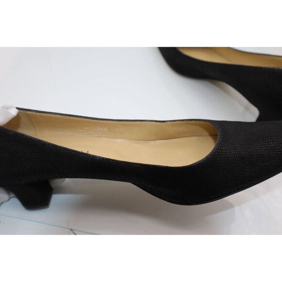 Bruno Magli Black Textured Leather Square-Toe Heels Size 10 Chic Career Work - Picture 5 of 8